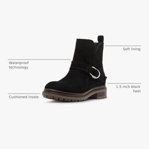 NWT Blondo Renae Waterproof Bootie in Black Suede with Leather Upper